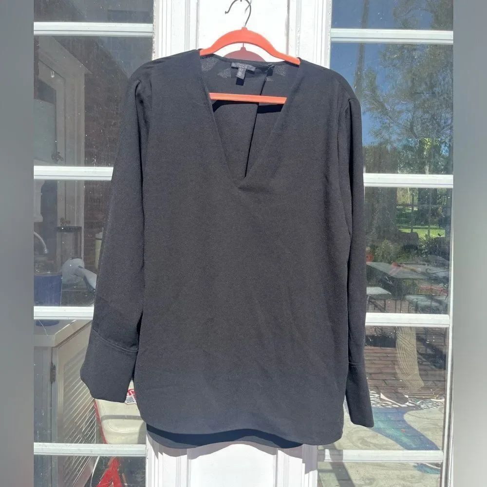 COS V-Neck Button Back Draped Blouse - Picture 2 of 7